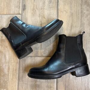 La Canadienne Womens Leather Black Pull On Bootie Size 7.5M